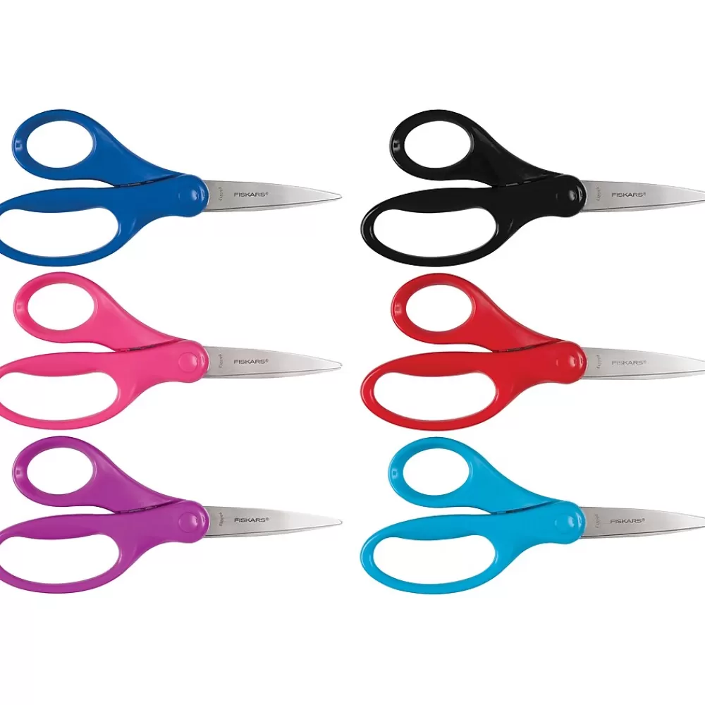 Fiskars Scissors<6" Metal Kid's Scissors, Pointed Tip, Assorted Colors (194640)