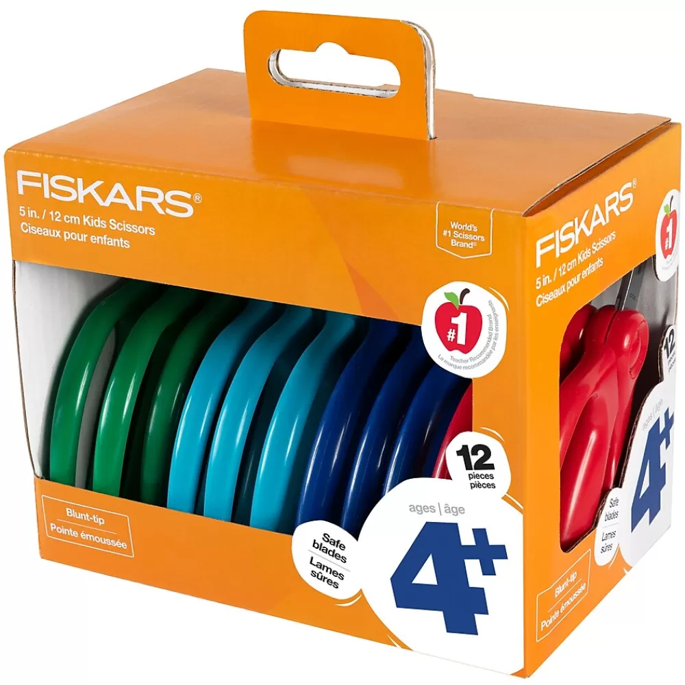 Fiskars Scissors<5" Stainless Steel Kid's Scissors, Blunt Tip, Assorted Colors (1067001)