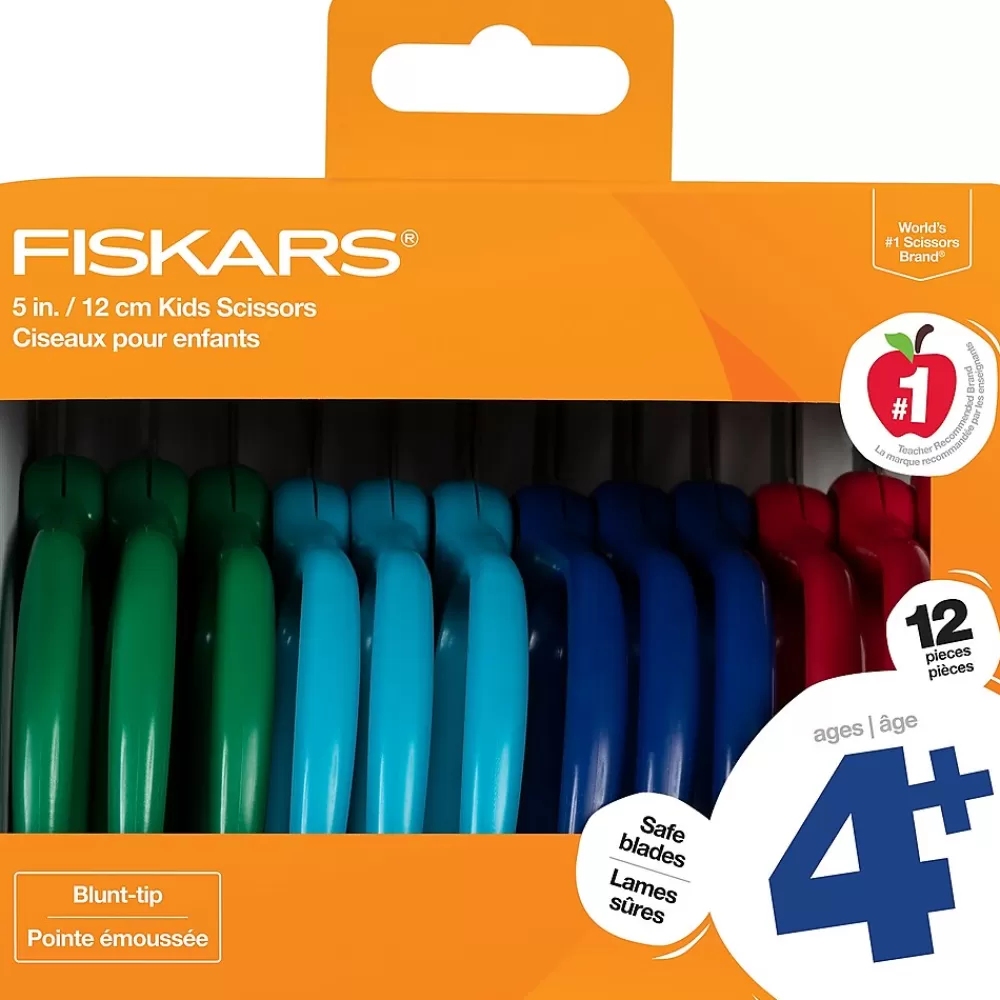 Fiskars Scissors<5" Stainless Steel Kid's Scissors, Blunt Tip, Assorted Colors (1067001)