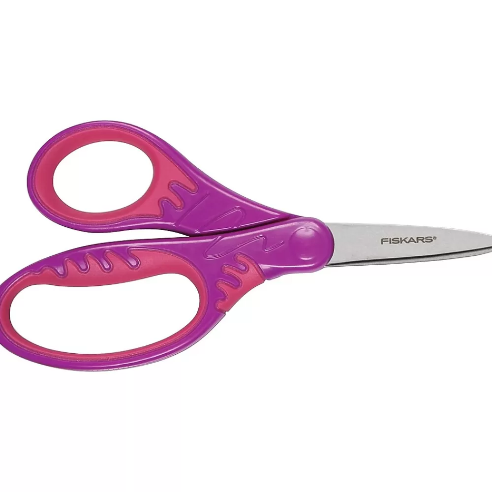 Fiskars Scissors<Softgrip 5" Stainless Steel Kid's Scissors, Pointed Tip, Assorted Colors (194230-1001)