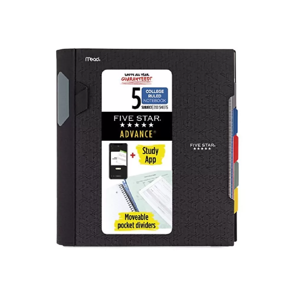 Five Star Subject Notebooks<Advance 5-Subject Subject Notebooks, 8.5" x 11", College Ruled, 200 Sheets (06326)