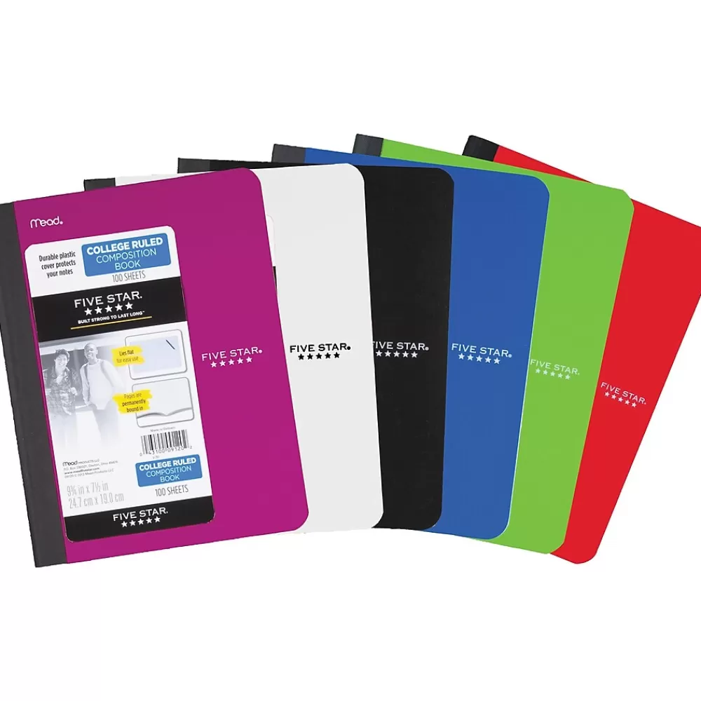 Five Star Composition Notebooks<Composition Notebooks, 7.5" x 9.7", College Ruled, 100 Sheets, Each (9120)