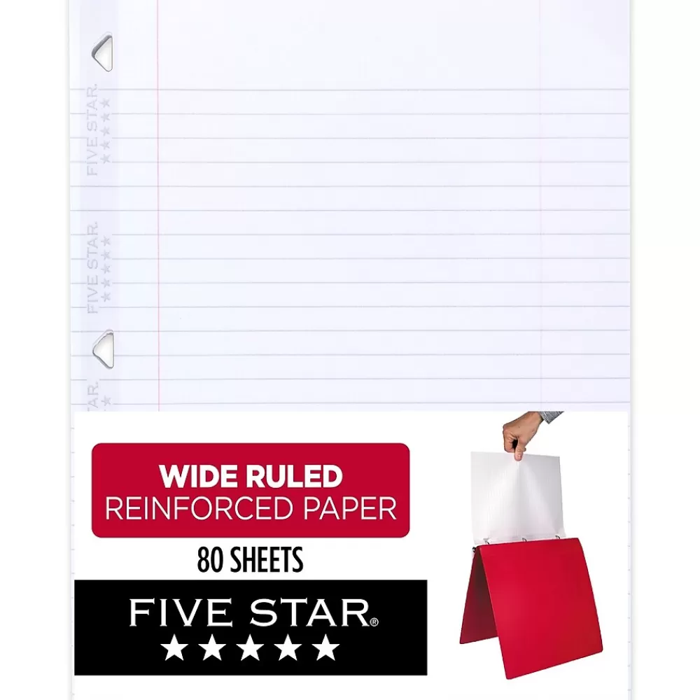 Five Star Filler Paper<Reinforced Wide Ruled Filler Paper, 8" x 10.5", 3-Hole Punched, 80 Sheets/Pack (150002/150034)