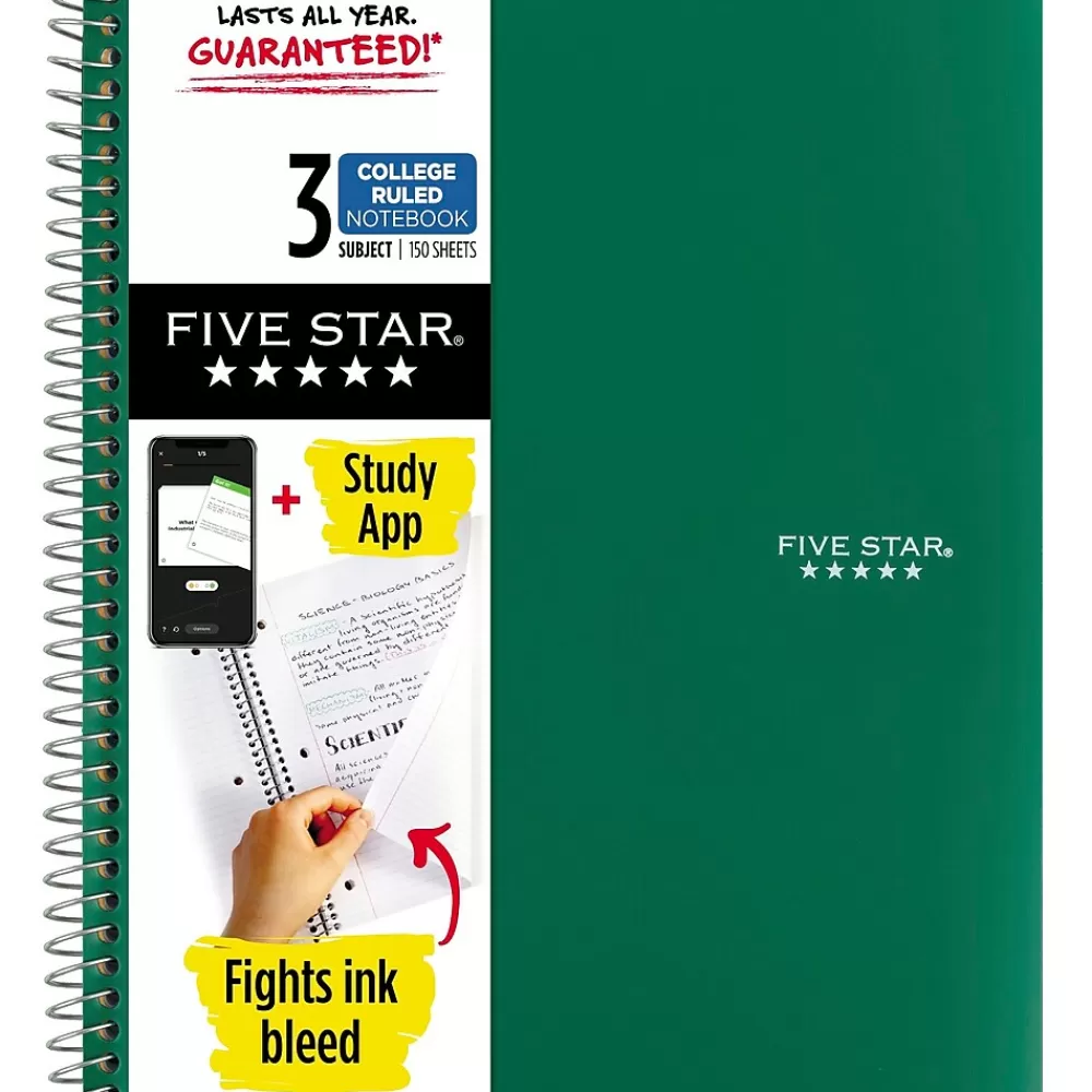 Five Star Notebooks<3-Subject Notebooks, 8.5" x 11", College Ruled, 150 Sheets (06050/06210)