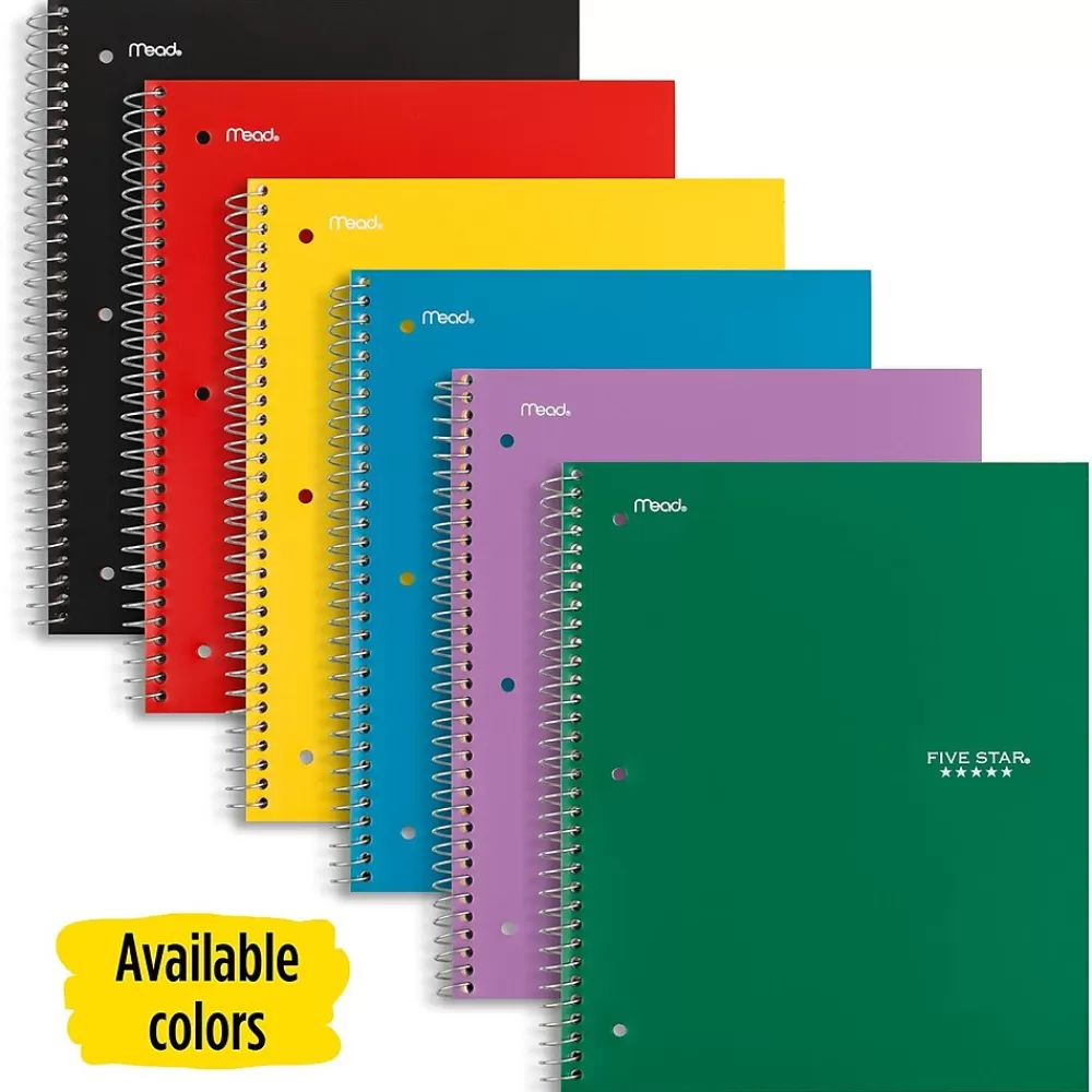 Five Star Subject Notebooks<5-Subject Subject Notebooks, 8" x 10.5", Wide Ruled, 200 Sheets, Each (51016)