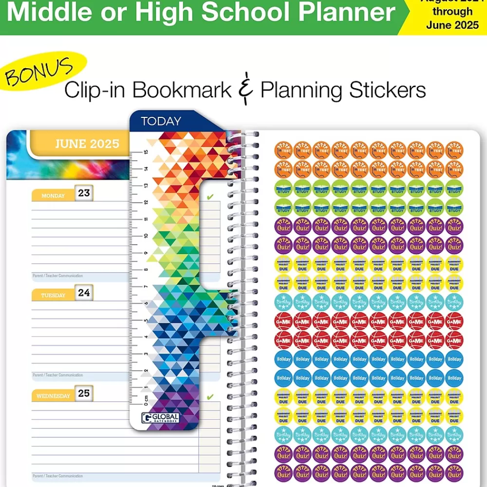 Global Printed Products Academic Planners<2024-2025 5.5" x 8.5" Academic Year Planner, Paper Cover, Multicolor (AY24SB558505-CP)