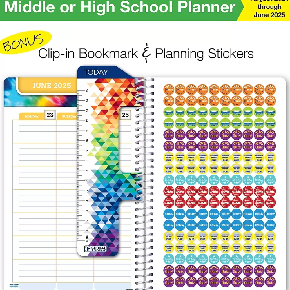 Global Printed Products Academic Planners<2024-2025 5.5" x 8.5" Academic Year Planner, Paper Cover, Multicolor (AY24SM558505-CP)