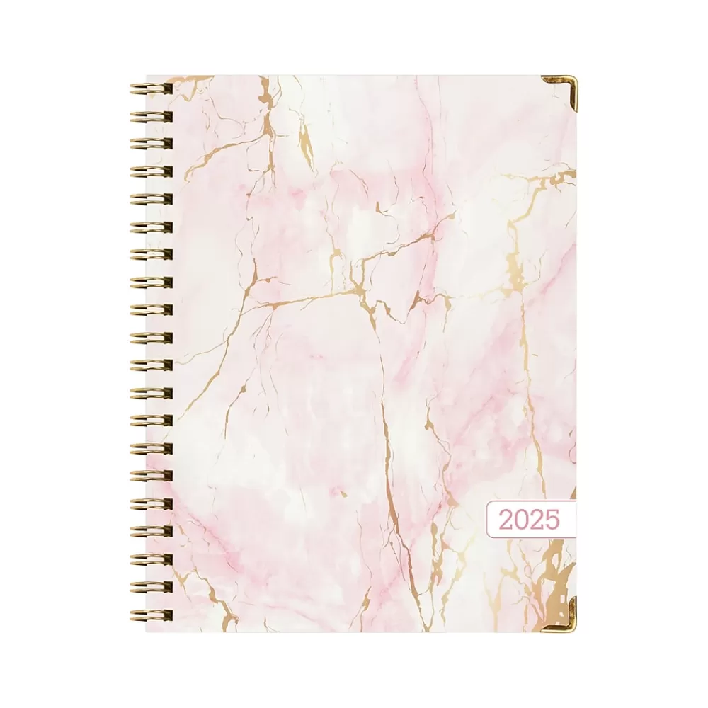 Global Printed Products 2025 Planners<2025 8.5" x 11" Calendar Year Weekly & Monthly Planner, Paperboard Cover, Pink/Gold (SPLS25-8511-01)