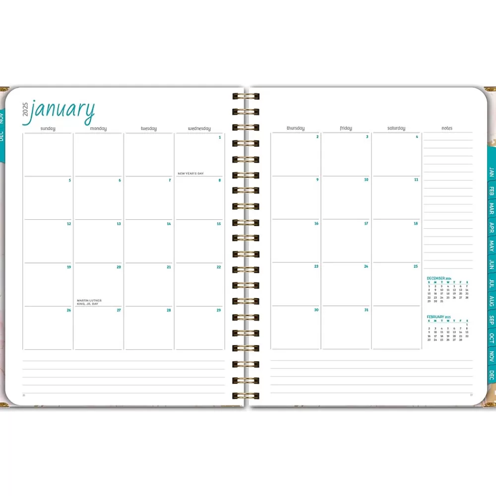 Global Printed Products 2025 Planners<2025 8.5" x 11" Calendar Year Weekly & Monthly Planner, Paperboard Cover, Pink/Gold (SPLS25-8511-01)