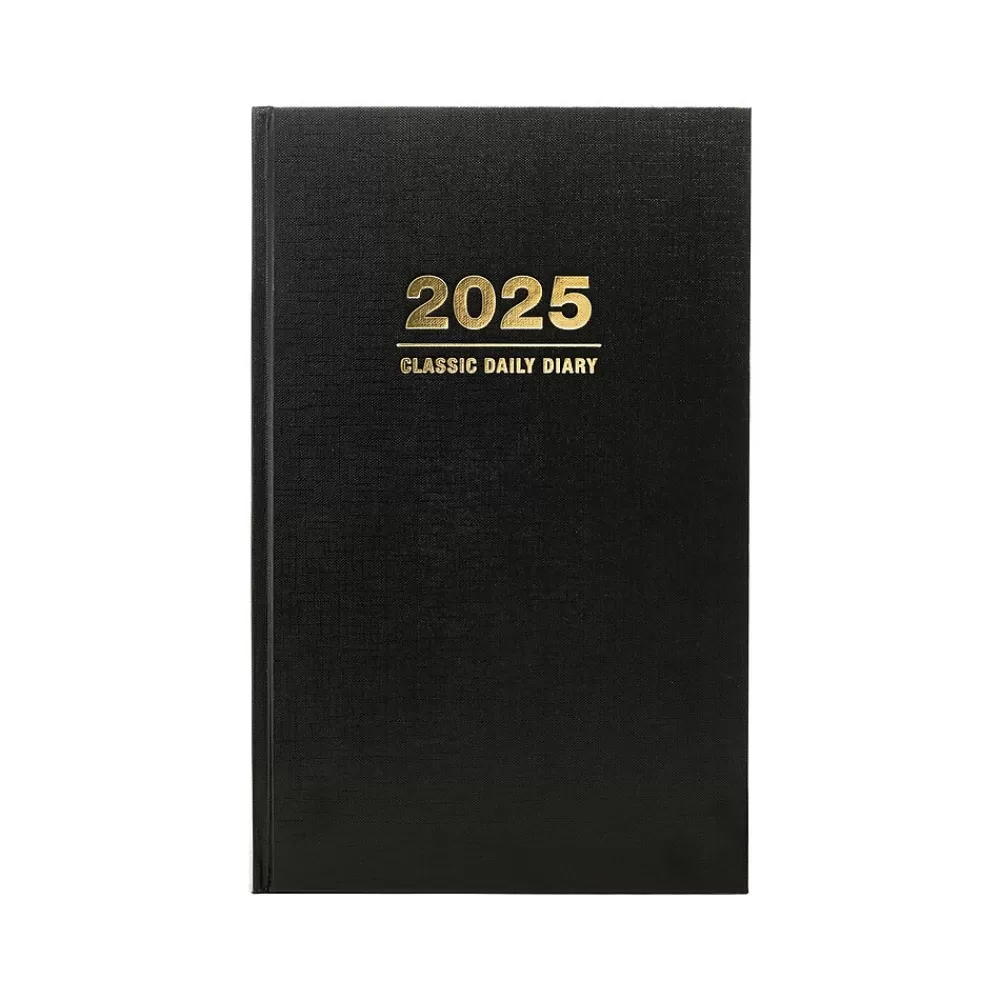 Global Printed Products 2025 Planners<2025 8" x 12.5" Daily Planner, Cardboard Cover, Black (SPLS-SDCY25-BK)
