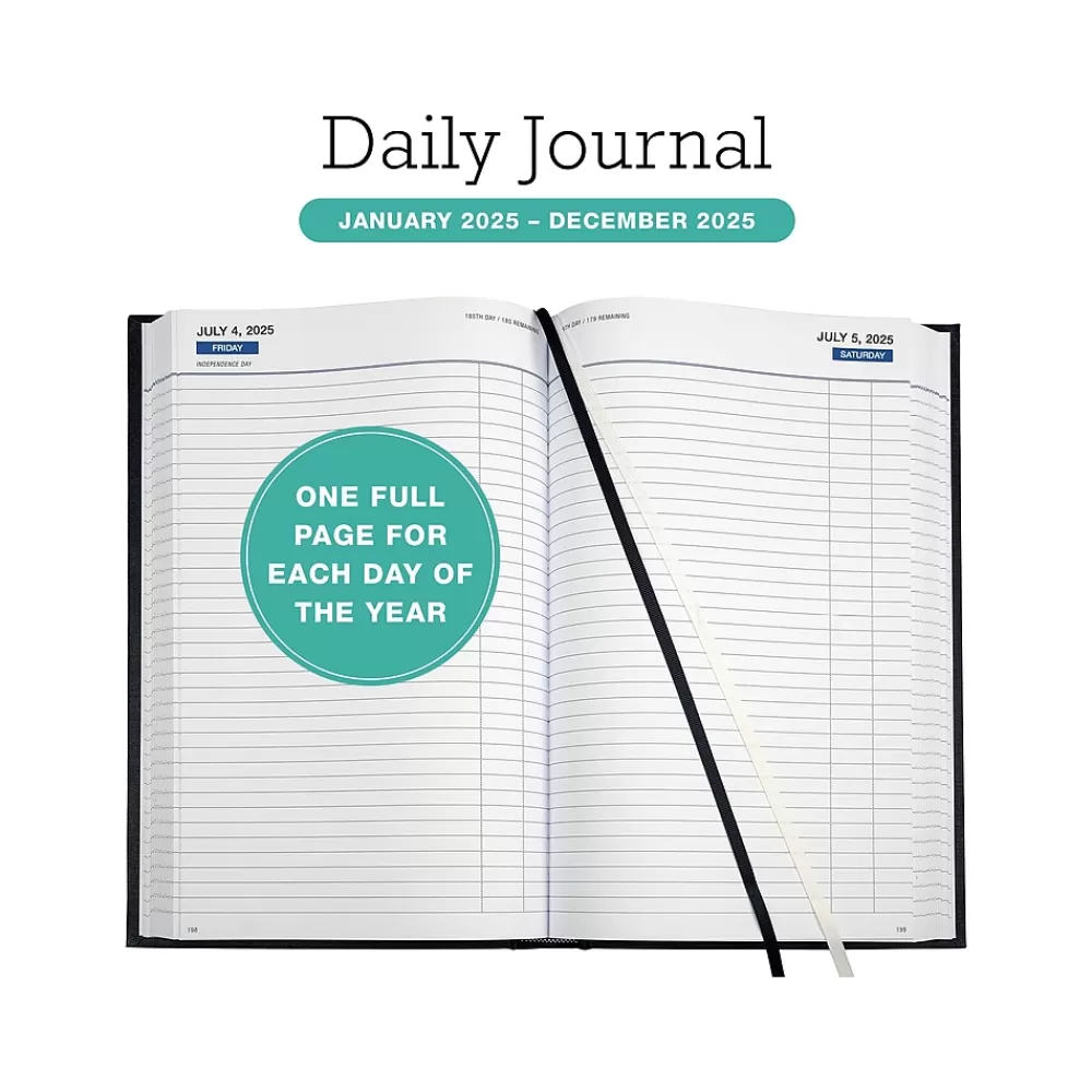Global Printed Products 2025 Planners<2025 8" x 12.5" Daily Planner, Cardboard Cover, Black (SPLS-SDCY25-BK)