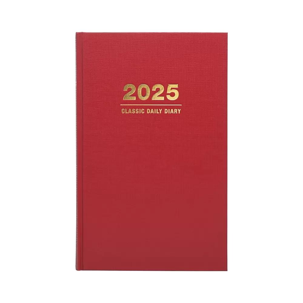 Global Printed Products 2025 Planners<2025 8" x 12.5" Daily Planner, Cardboard Cover, Red (SPLS-SDCY25-RD)