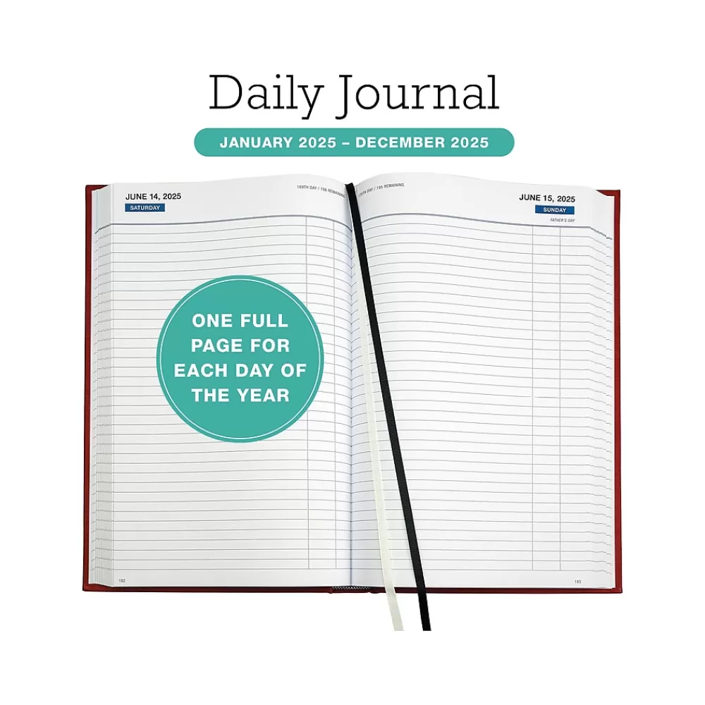Global Printed Products 2025 Planners<2025 8" x 12.5" Daily Planner, Cardboard Cover, Red (SPLS-SDCY25-RD)