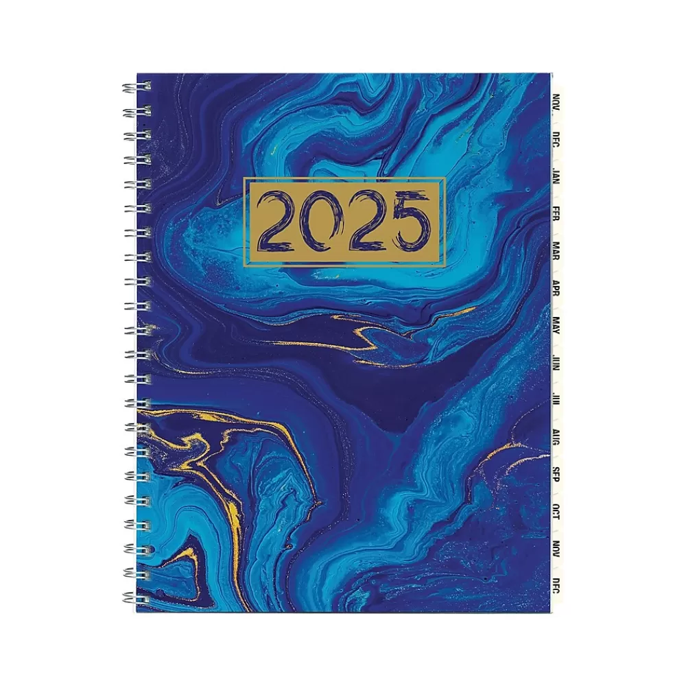 Global Printed Products 2025 Planners<2025 8.5" x 11" Monthly Planner, Plastic Cover, Blue/Gold (SPLS25-8511M-F)