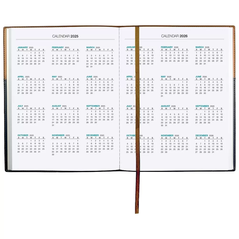 Global Printed Products 2025 Planners<2025 8" x 10" Weekly & Monthly Planner, Faux Leather Cover, Black/Brown (SPLS25-BRN810)