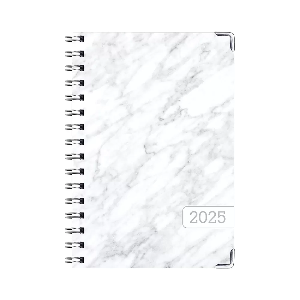 Global Printed Products 2025 Planners<2025 5.5" x 8" Weekly & Monthly Planner, Paperboard Cover, White/Gray (SPLS25-58-04)