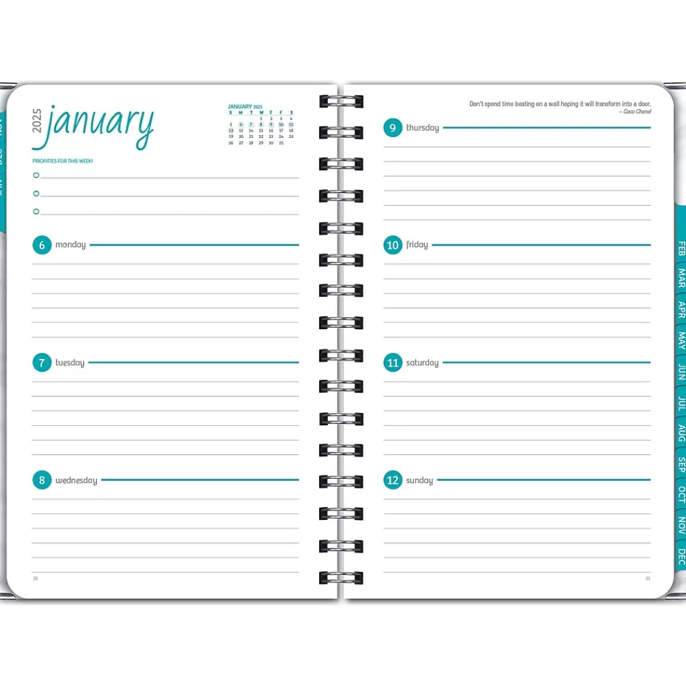 Global Printed Products 2025 Planners<2025 5.5" x 8" Weekly & Monthly Planner, Paperboard Cover, White/Gray (SPLS25-58-04)