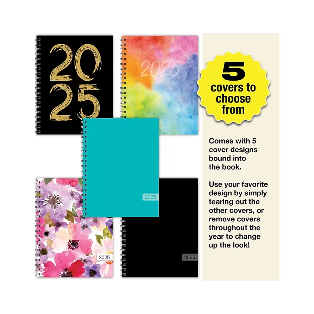 Global Printed Products 2025 Planners<2025 8.5" x 11" Weekly & Monthly Planner, Plastic Cover, Black/Gold (SPLS25-8511-F)