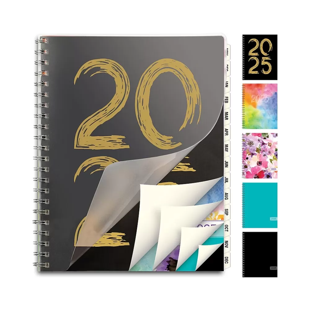 Global Printed Products 2025 Planners<2025 8.5" x 11" Weekly & Monthly Planner, Plastic Cover, Black/Gold (SPLS25-8511-F)
