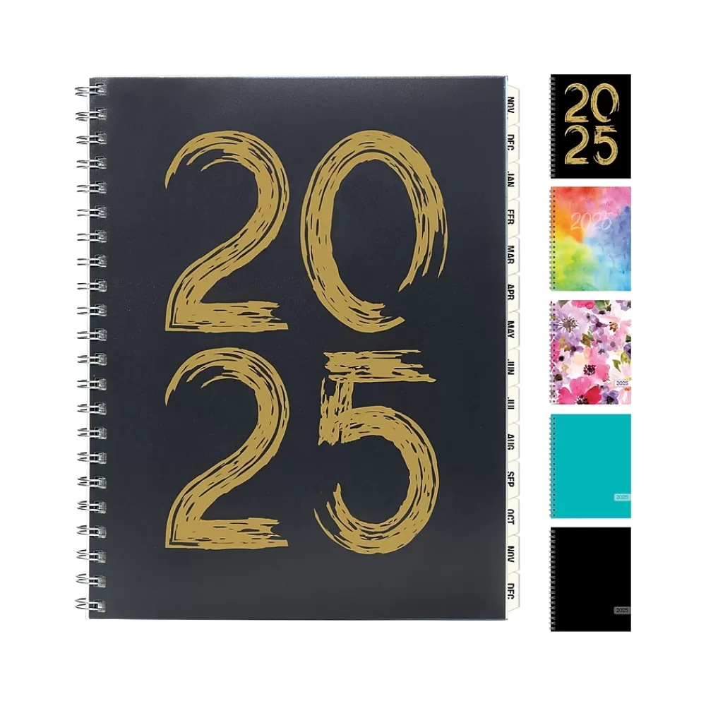 Global Printed Products 2025 Planners<2025 8.5" x 11" Weekly & Monthly Planner, Plastic Cover, Black/Gold (SPLS25-8511-F)