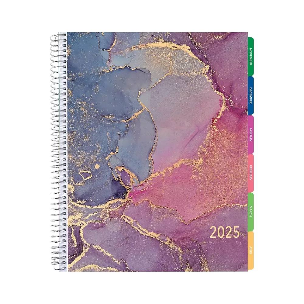 Global Printed Products 2025 Planners<2025 8.5" x 11" Weekly & Monthly Planner, Plastic Cover, Purple/Blue (LAMF-RY25-35)