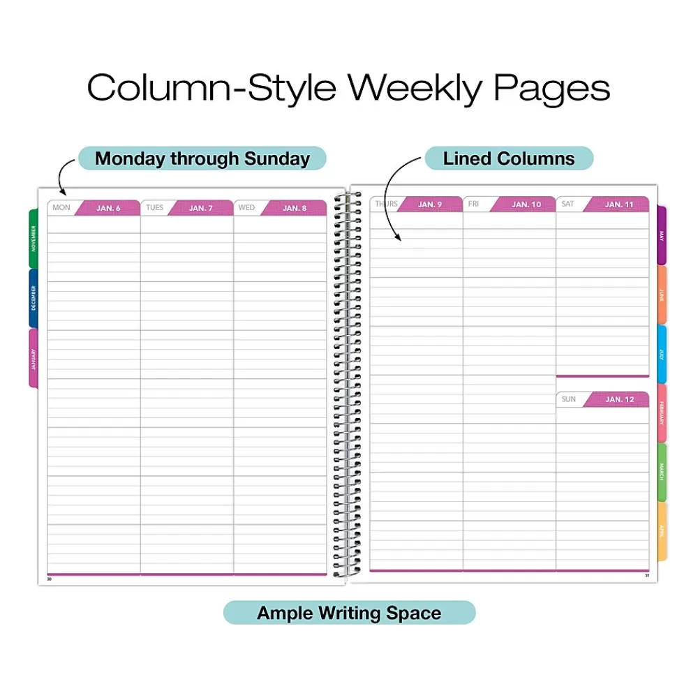 Global Printed Products 2025 Planners<2025 8.5" x 11" Weekly & Monthly Planner, Plastic Cover, Purple/Blue (LAMF-RY25-35)