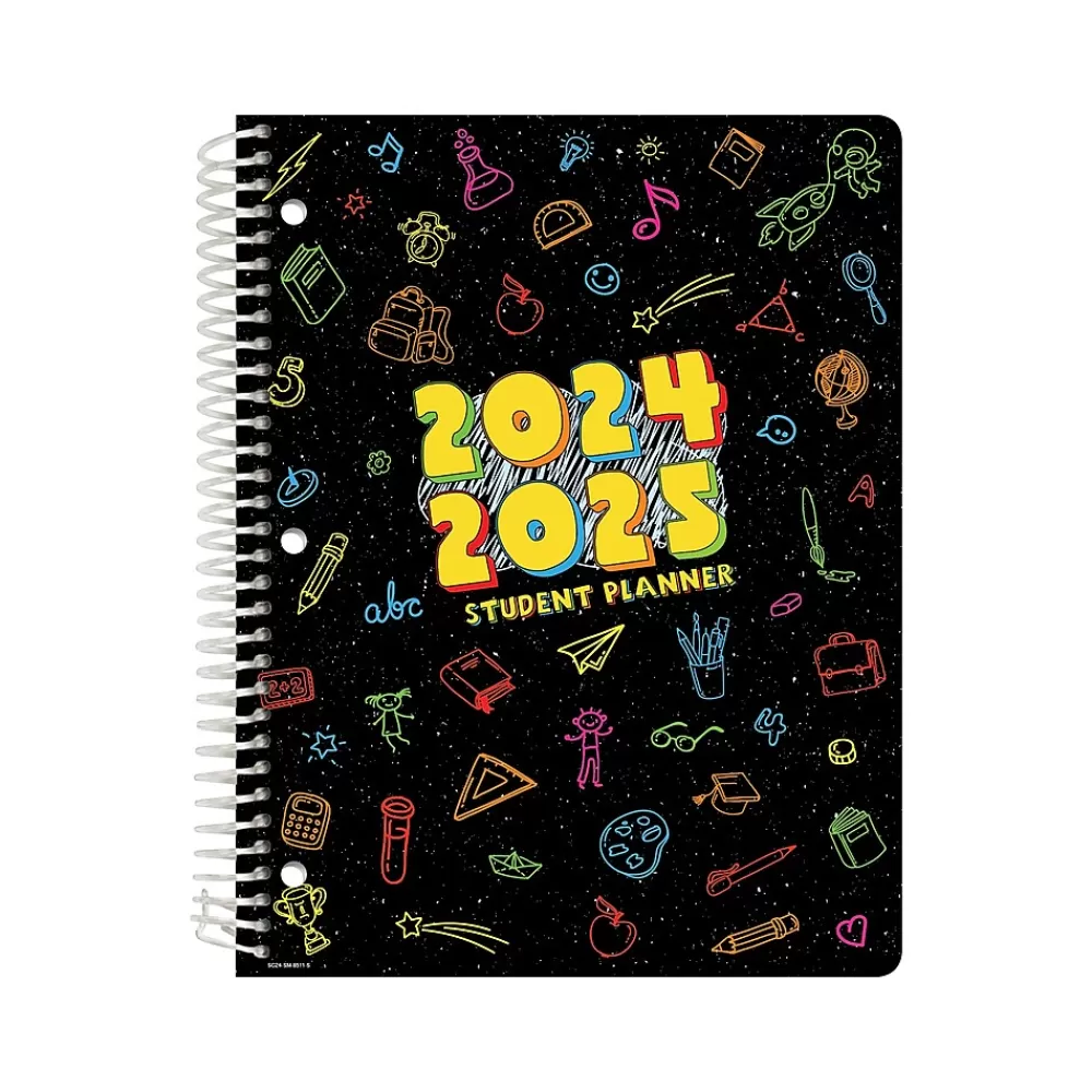 Global Printed Products Academic Planners<2024-2025 Chalkboard Doodles 8.5" x 11" Academic Weekly & Monthly Student Planner, Paper Cover