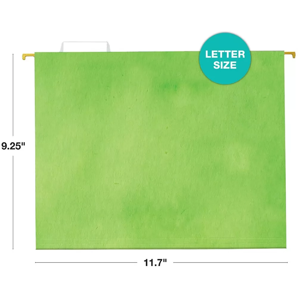Global Printed Products Hanging File Folders<Deluxe Designer Watercolor Solid Heavy-Duty Hanging File Folders, Letter-Size, Assorted Colors