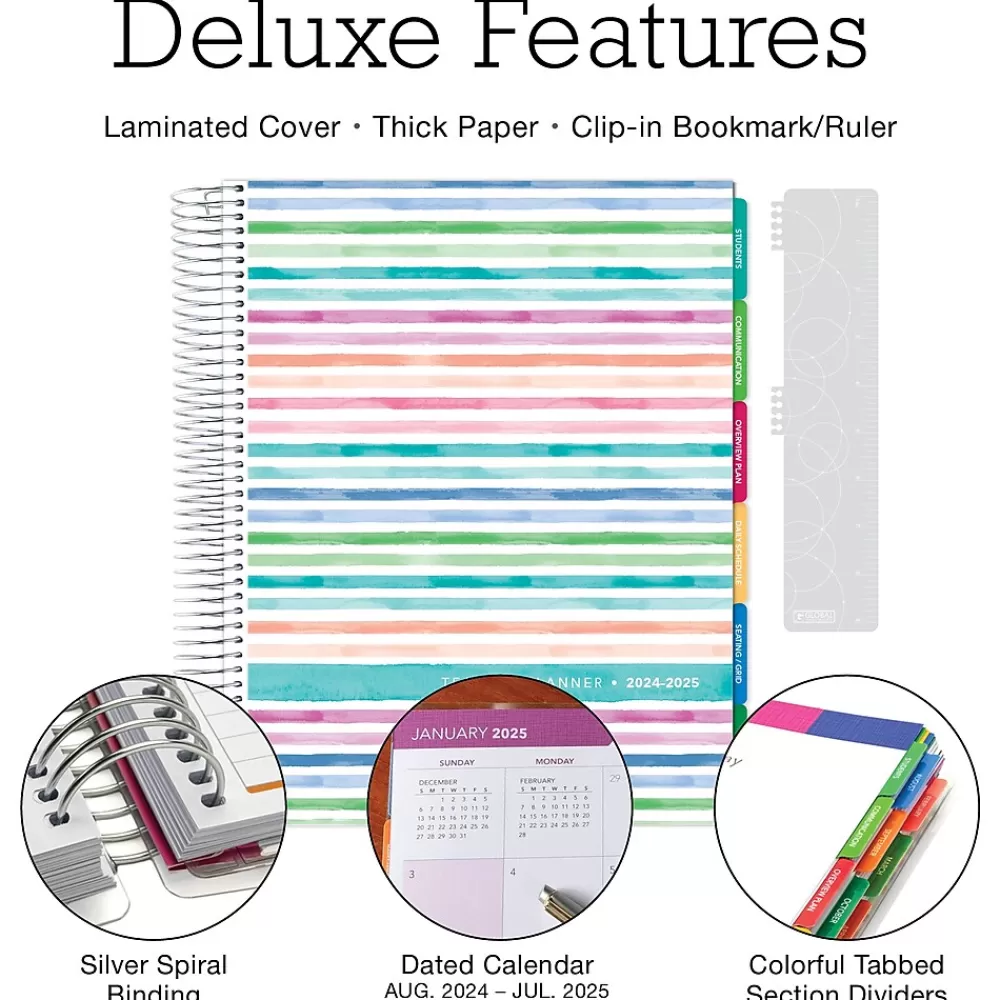 Global Printed Products Academic Planners<2024-2025 Deluxe Teacher 8.5" x 11" Academic Year Planner, Laminated Cover, Multicolor (DTP-AY24-0001)