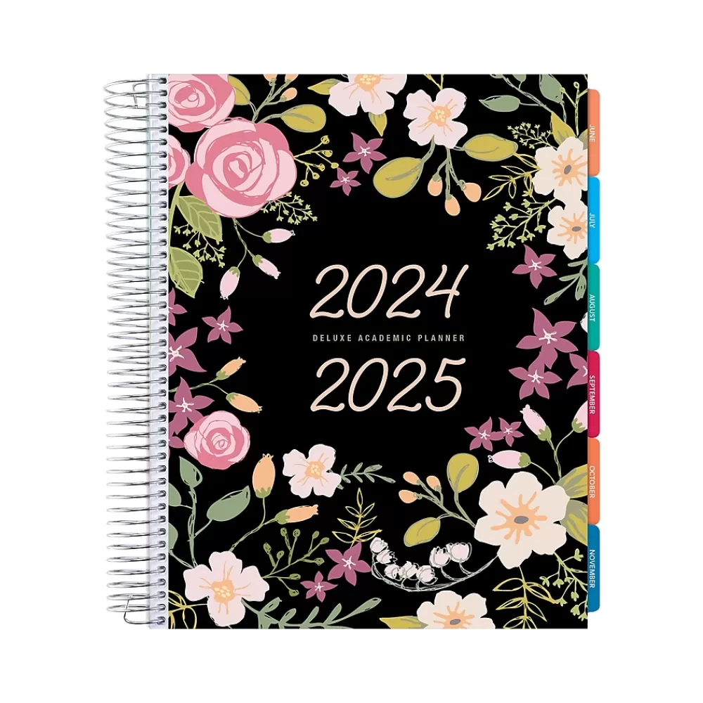 Global Printed Products Academic Planners<2024-2025 Floral Pink 8.5" x 11" Academic Weekly & Monthly Planner, Plastic Cover, Multicolor