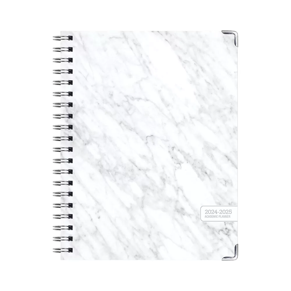 Global Printed Products Academic Planners<2024-2025 Marble 8.5" x 11" Academic Weekly & Monthly Planner, Paper Cover, Gray/White