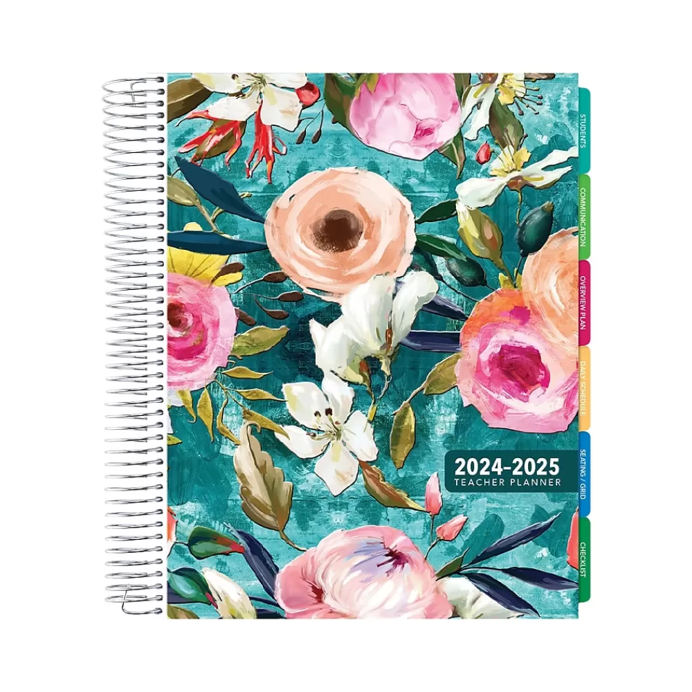 Global Printed Products Academic Planners<2024-2025 Spring Floral 8.5" x 11" Academic Weekly & Monthly Teacher Planner, Plastic Cover