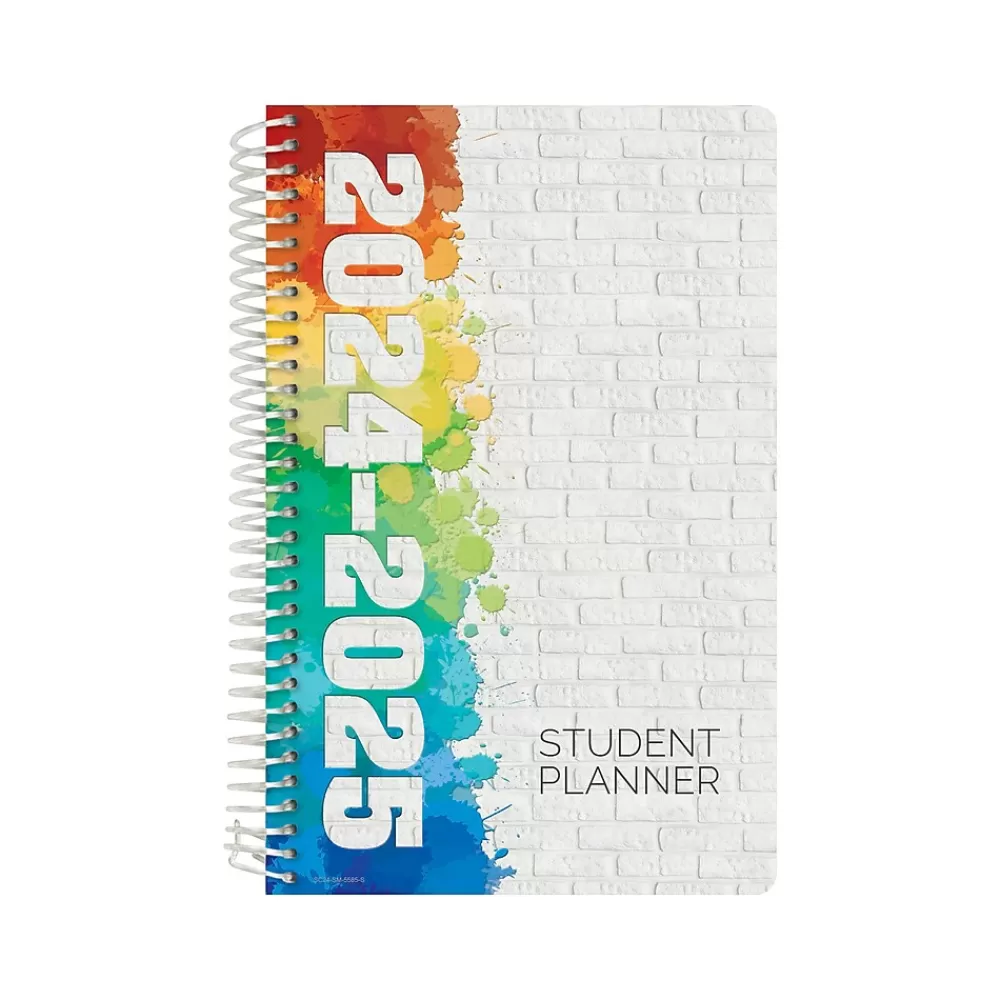 Global Printed Products Academic Planners<2024-2025 White Brick 5.5" x 8.5" Weekly & Monthly Student Planner, Paper Cover (SC24-SM-5585-S)