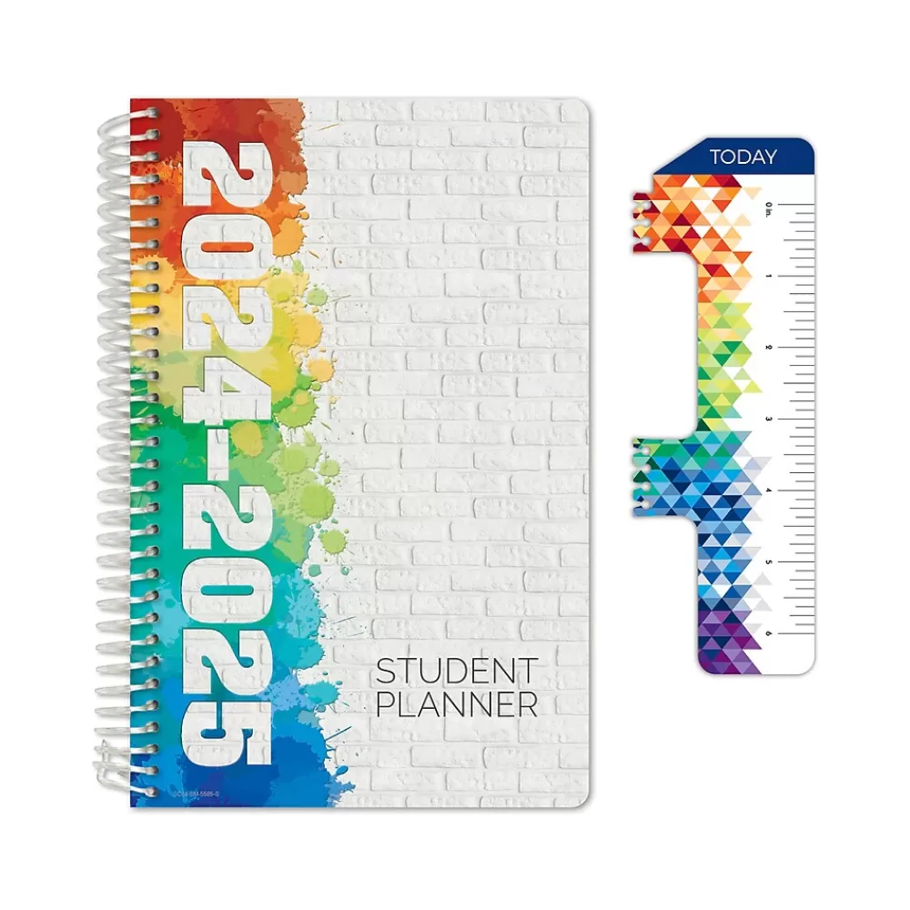 Global Printed Products Academic Planners<2024-2025 White Brick 5.5" x 8.5" Weekly & Monthly Student Planner, Paper Cover (SC24-SM-5585-S)