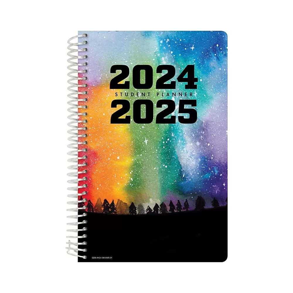 Global Printed Products Academic Planners<2024-2025 GPP 5.5" x 8.5" Weekly & Monthly Student Planner, Paper Cover, Multicolor, 40/Pack (AY24SM558501-CP)