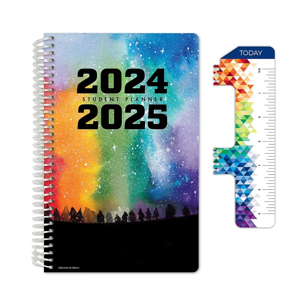 Global Printed Products Academic Planners<2024-2025 GPP 5.5" x 8.5" Weekly & Monthly Student Planner, Paper Cover, Multicolor, 40/Pack (AY24SM558501-CP)