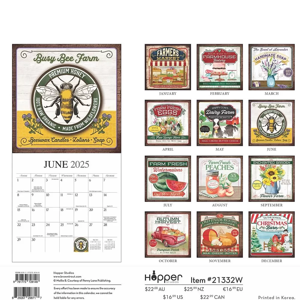 Hopper Studios 2025 Calendars<2025 Farmer's Market 12" x 12" Monthly Wall Calendar (9781773728148)