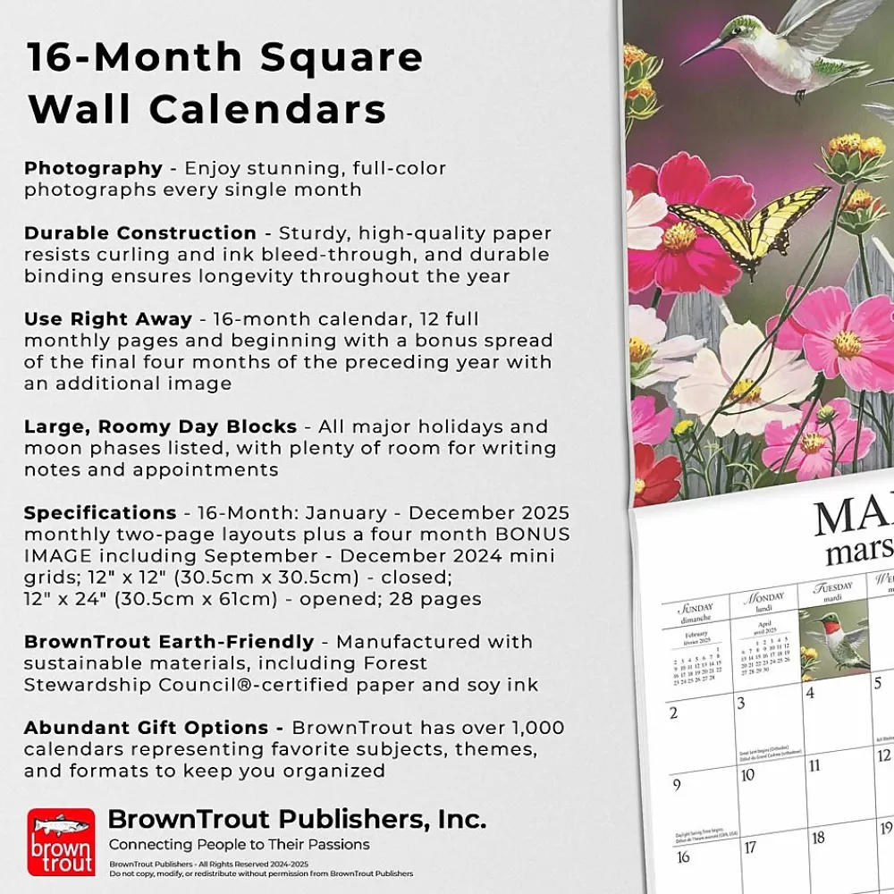 Hopper Studios 2025 Calendars<2025 Feathered Friends Amis a Plumes 12" x 12" Monthly Wall Calendar (9781773728223)