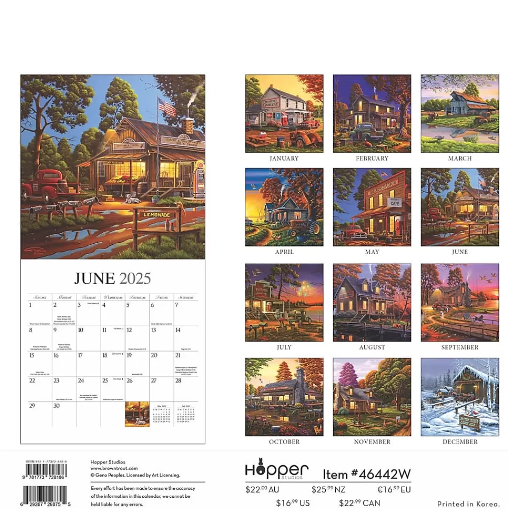 Hopper Studios 2025 Calendars<2025 Vintage Country 12" x 12" Monthly Wall Calendar (9781773728186)