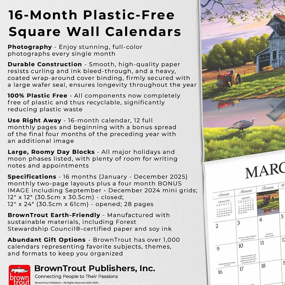 Hopper Studios 2025 Calendars<2025 Vintage Country 12" x 12" Monthly Wall Calendar (9781773728186)