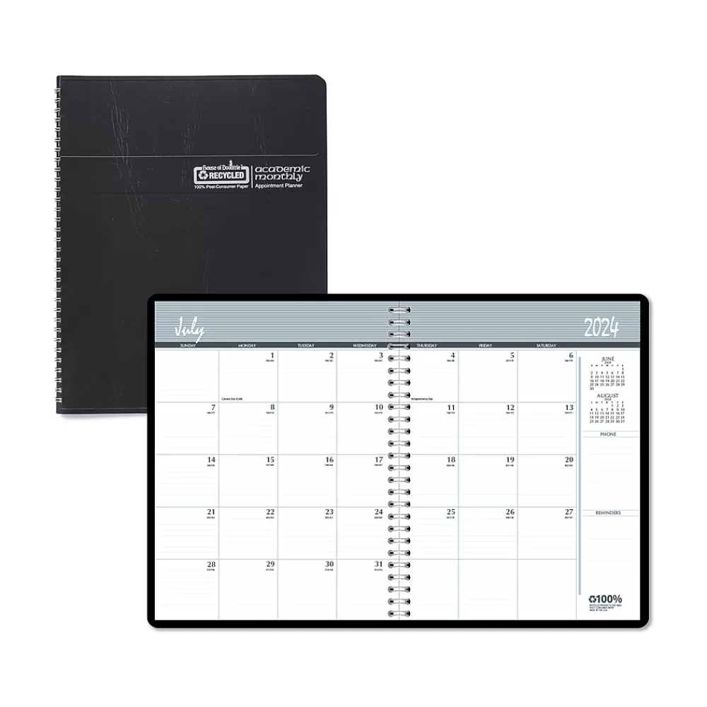 House of Doolittle Academic Planners<2024-2025 8.5" x 11" Academic Monthly Planner, Leatherette Cover, Black (26502-25)