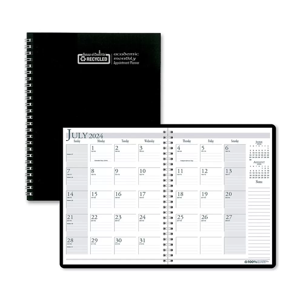 House of Doolittle Academic Planners<2024-2025 8.5" x 11" Academic Monthly Planner, Leatherette Cover, Black (26302-25)