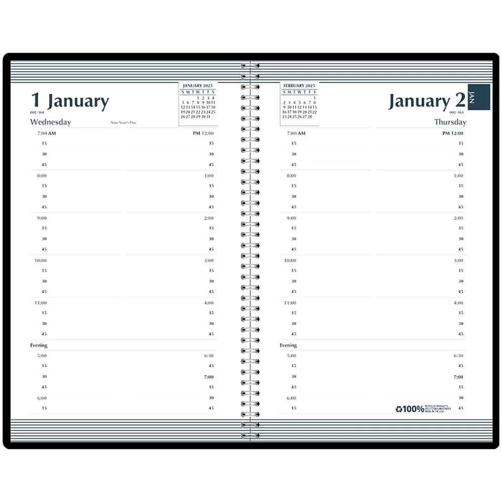 House of Doolittle 2025 Planners<2025 5" x 8" Daily Appointment Book, Faux Leather Cover, Black (28802-25)