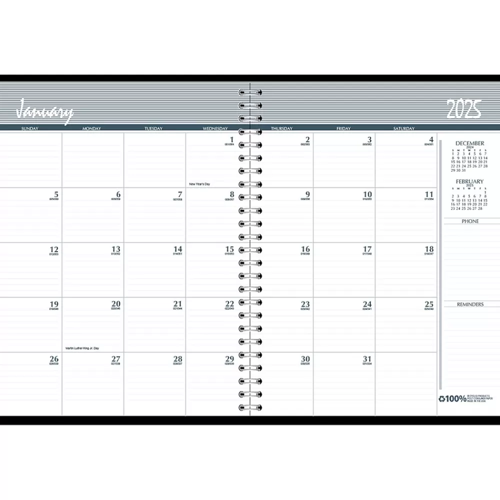 House of Doolittle 2025 Planners<2025 8.5" x 11" Monthly Planner, Faux Leather Cover, Black (26202-25)