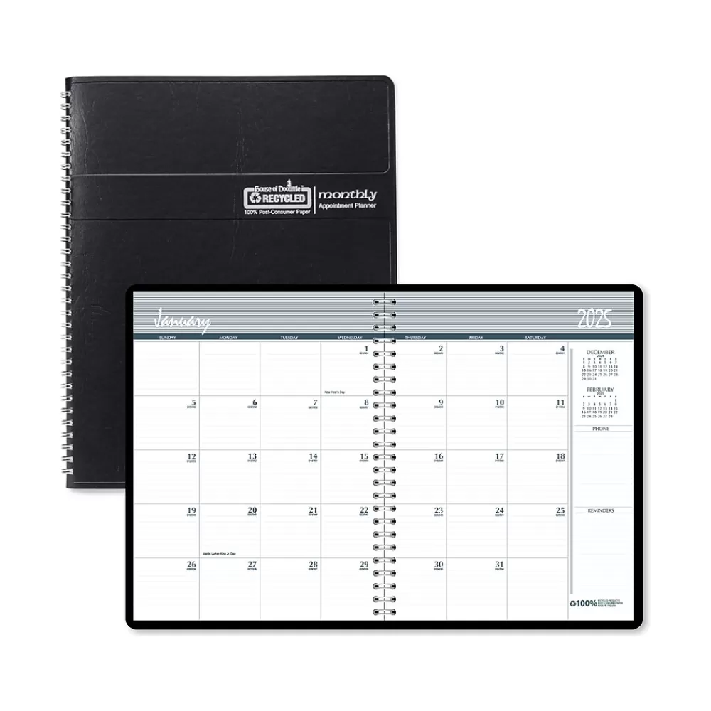 House of Doolittle 2025 Planners<2025 8.5" x 11" Monthly Planner, Faux Leather Cover, Black (26202-25)