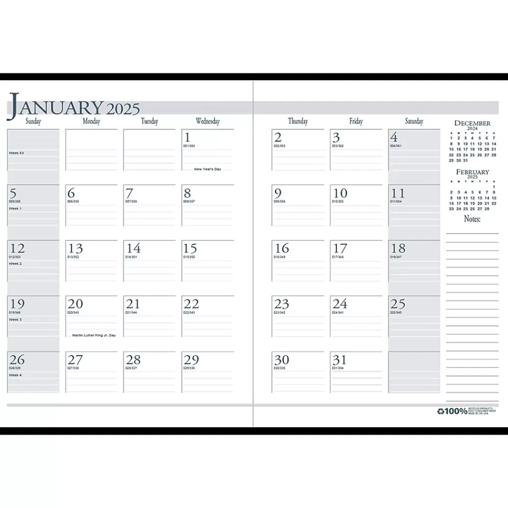 House of Doolittle 2025 Planners<2025 8.5" x 11" Monthly Planner, Leatherette Cover, Black (26002-25)