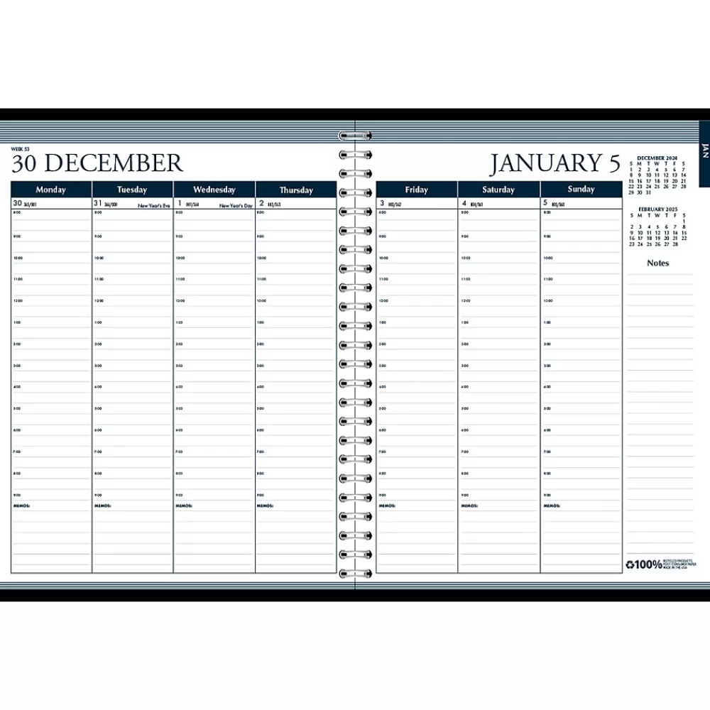 House of Doolittle 2025 Planners<2025 8.5" x 11" Weekly & Monthly Appointment Book, Faux Leather Cover, Black (28302-25)