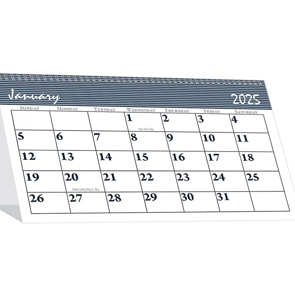 House of Doolittle 2025 Calendars<2025 Bar Harbor 7" x 4.25" Monthly Desk Calendar, White/Blue (3679-25)