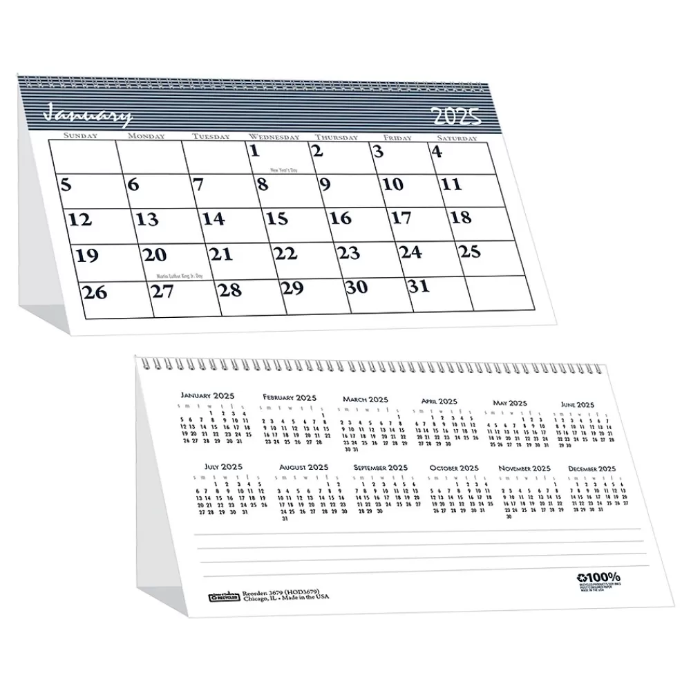 House of Doolittle 2025 Calendars<2025 Bar Harbor 7" x 4.25" Monthly Desk Calendar, White/Blue (3679-25)