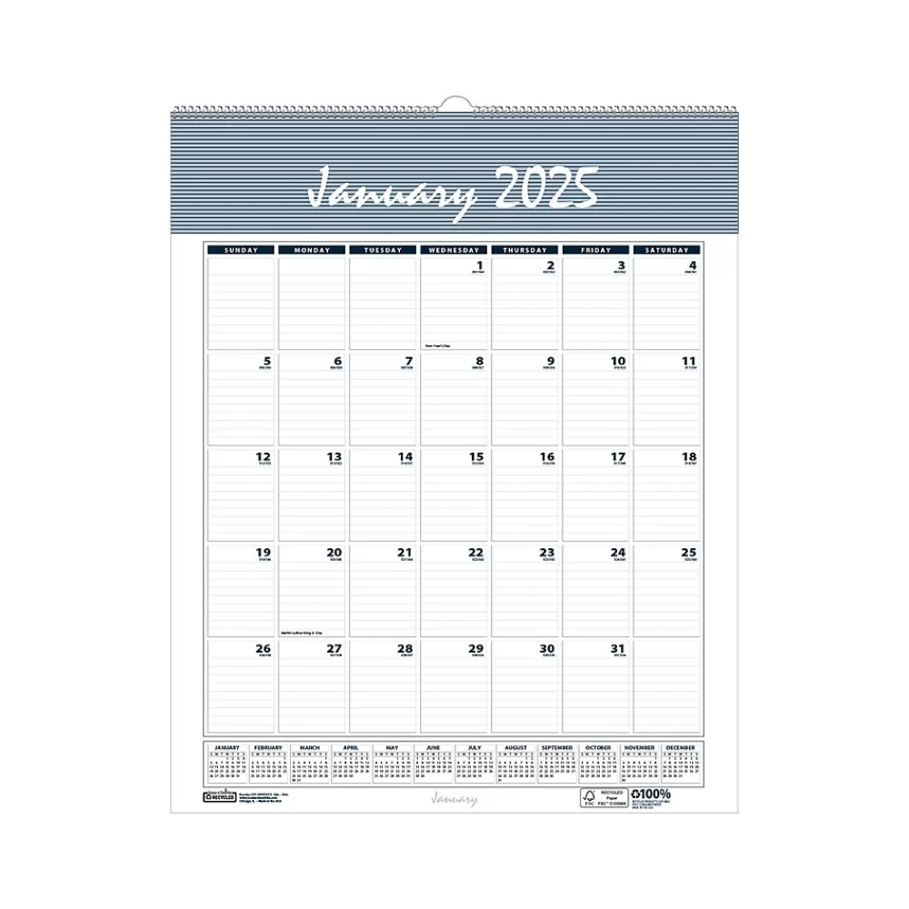 House of Doolittle 2025 Calendars<2025 Bar Harbor 12" x 17" Monthly Wall Calendar, White/Blue (332-25)